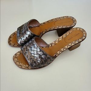 Bottega Veneta Metallic Intrecciato Leather Mules